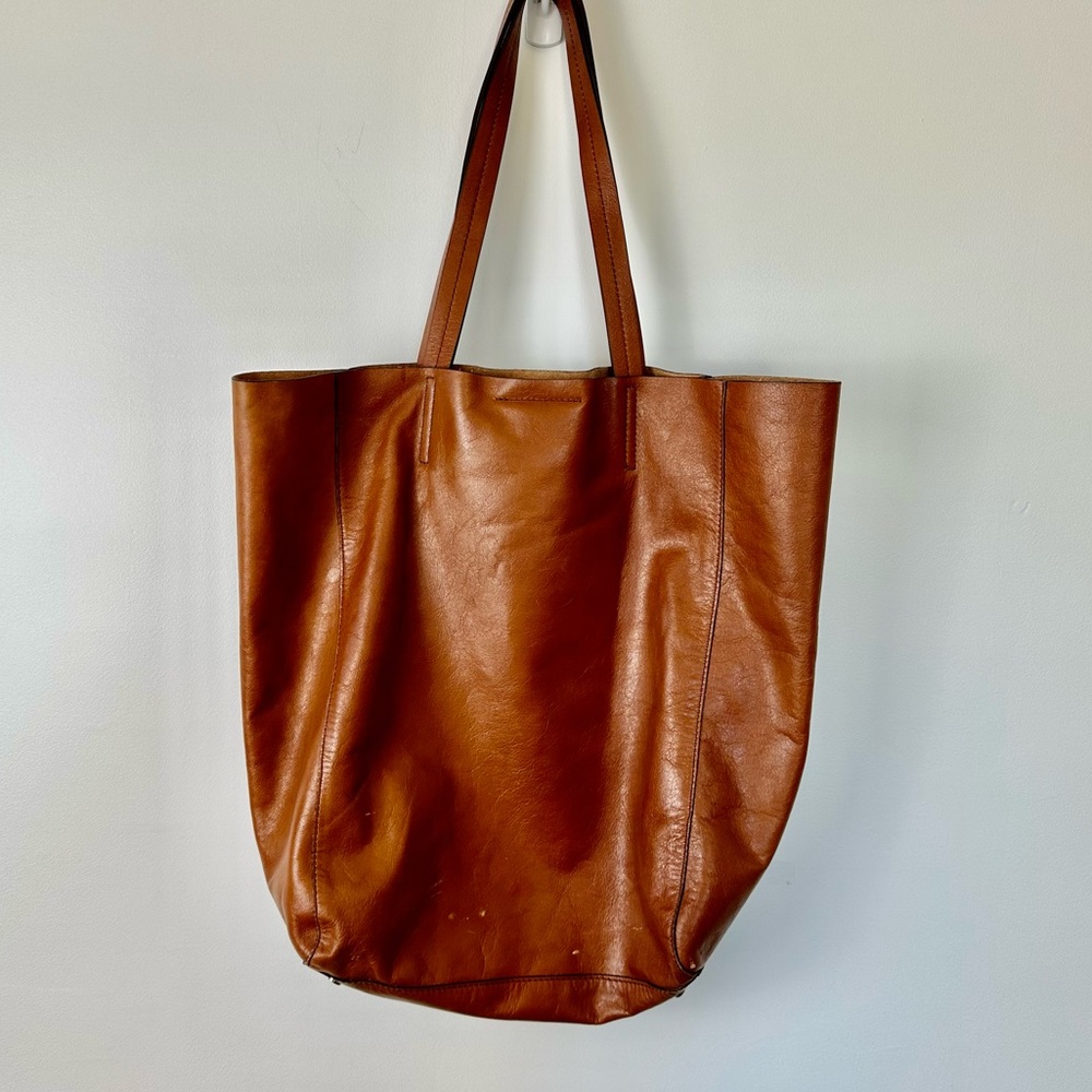 Brown Leather over the shoulder tote bag